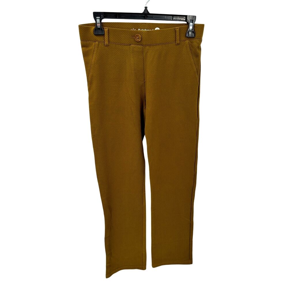 BETABRAND Mustard Brown Polka Dot Elastic Waist Dress Pants // Small Petite
